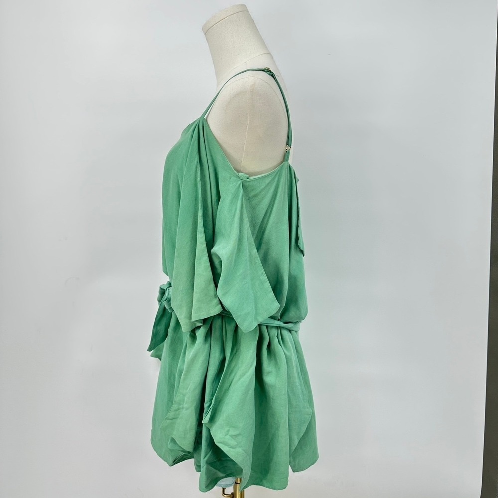 Camilla and Marc Cleo Linen Frock Napkin Dress 10 Mint Green Earthy Naturecore - Picture 5 of 11